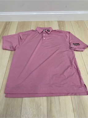FootJoy x Titleist Tour Issue Polo Shirt Mens XL Pink Striped Golf Embroidered